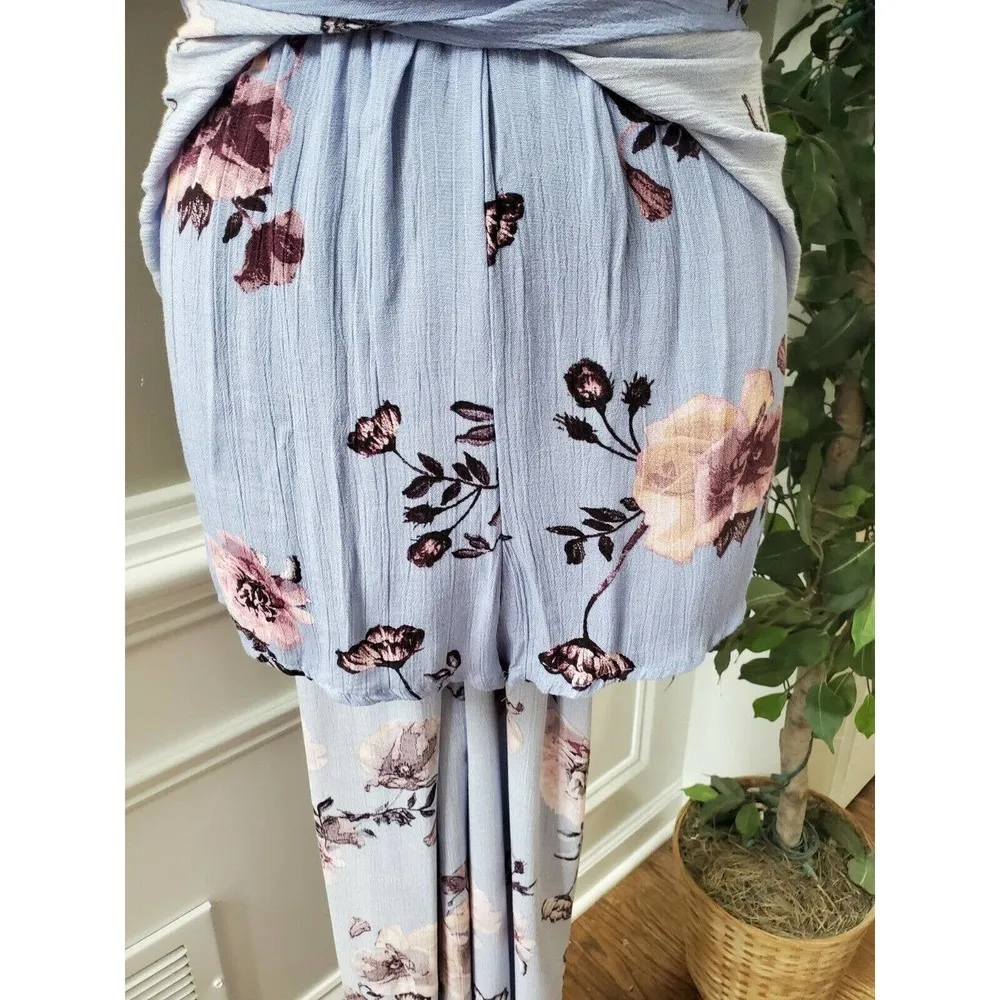 Miami Women's Blue Floral 100% Rayon V-Neck Half Sleeve Romper Dress XS - Image 5