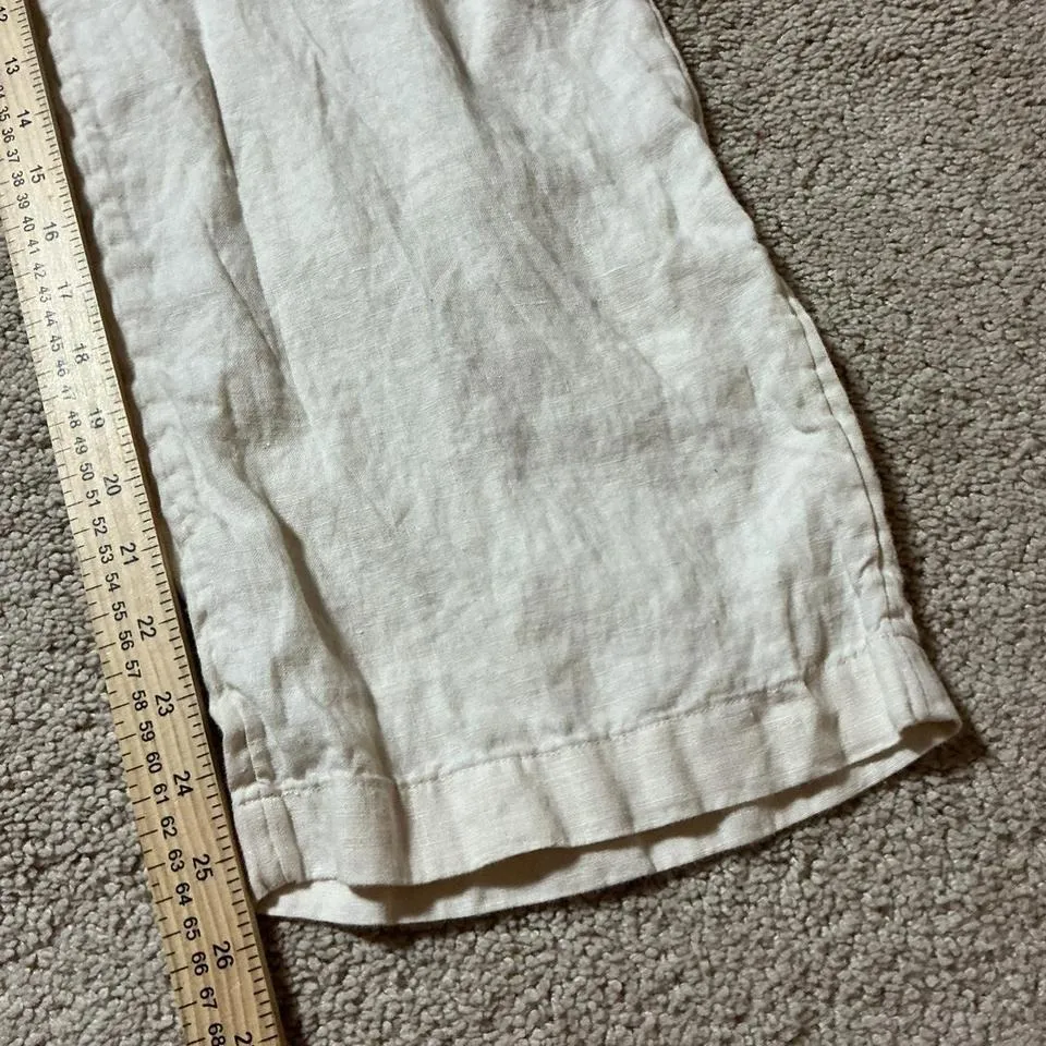 Nicole Miller New York Linen Wide Leg Cropped Sheer Pants Beige Size 6 - Image 5