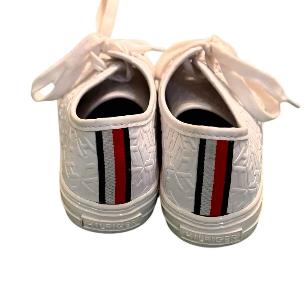 Tommy Hilfiger Toni Monogram Canvas Sneakers White Lace-Up Low Top 8.5M in GUC - Image 6