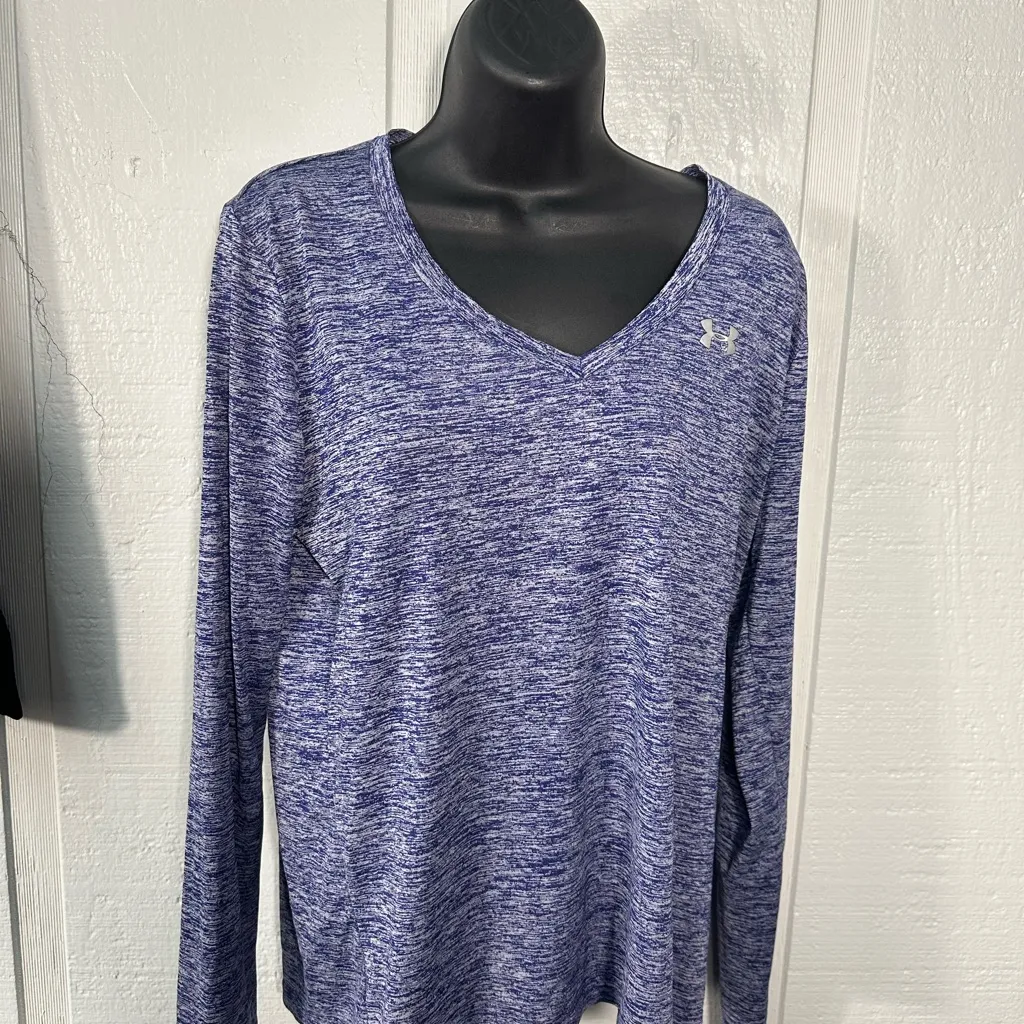 Under Armor Purple Active Long Sleeve V Neck Top No Size EUC - Image 3