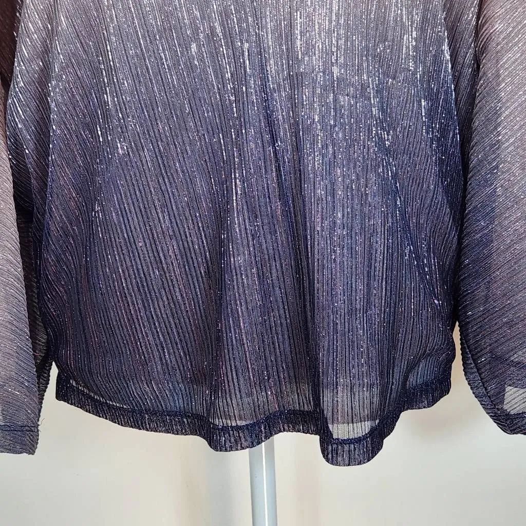 Anthropologie Metallic Gray and Pink Top Size Medium Anthropologie Ombre Blouse - Image 4