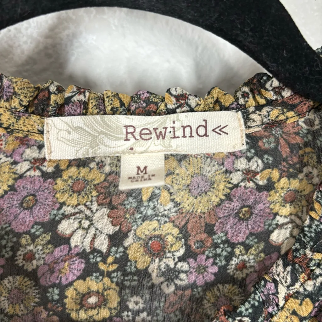 Rewind Multicolor Grunge Whimsy Floral Sheer Dress Size Medium - Image 7