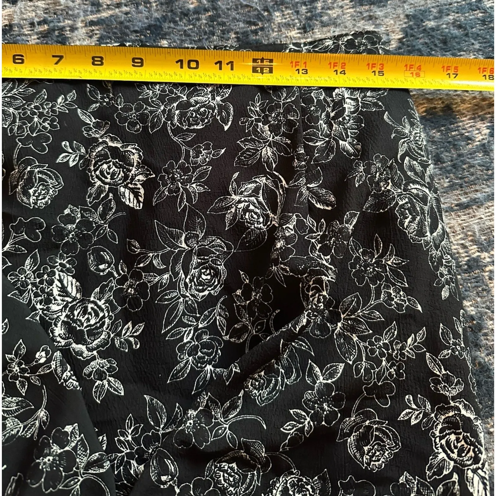 Black White Floral Maxi Skirt Vintage Y2k Sz. Large Petite Cottage Garden Granny - Image 5