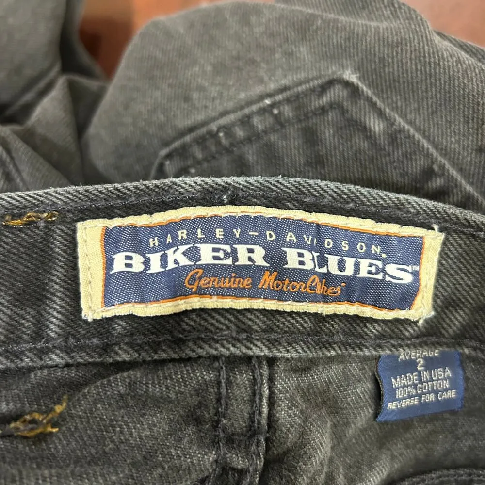 Harley Davidson‎ Jeans Womens 2 Black Biker Blues High Rise Straight Boyfriend - Image 3