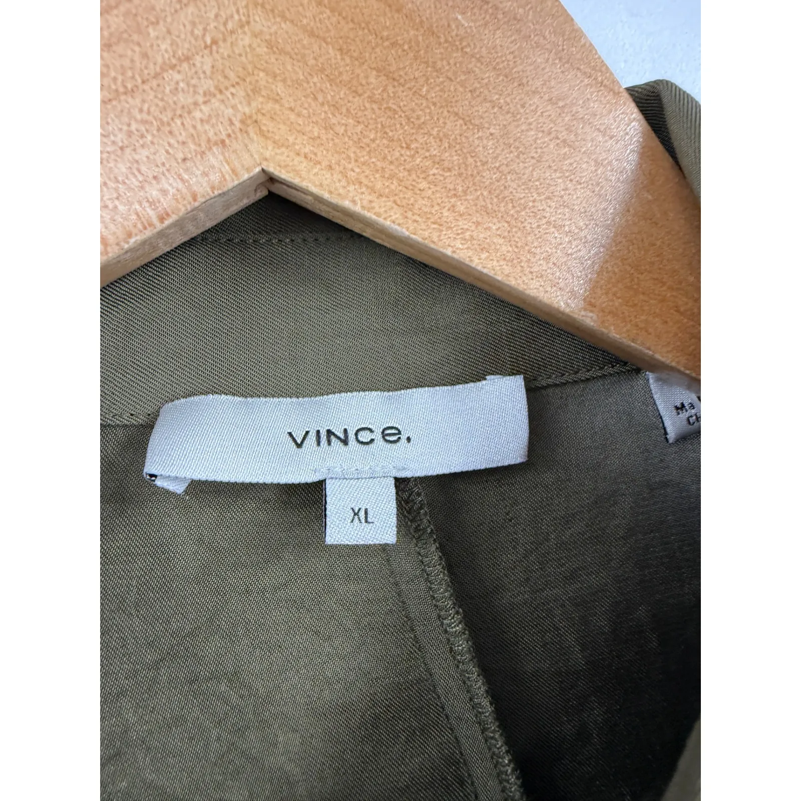 Vince Olive Green Long Sleeve Button Up Shirt Top XL - Image 2