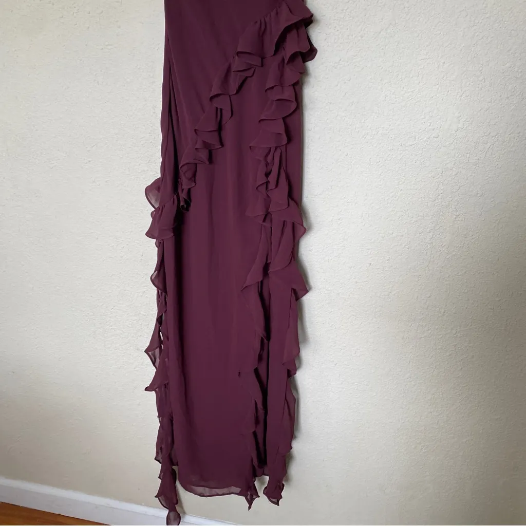 HOUSE OF CB ARIELA MULBERRY RUFFLE MAXI DRESS wine size XL NWOT‎ - Image 13