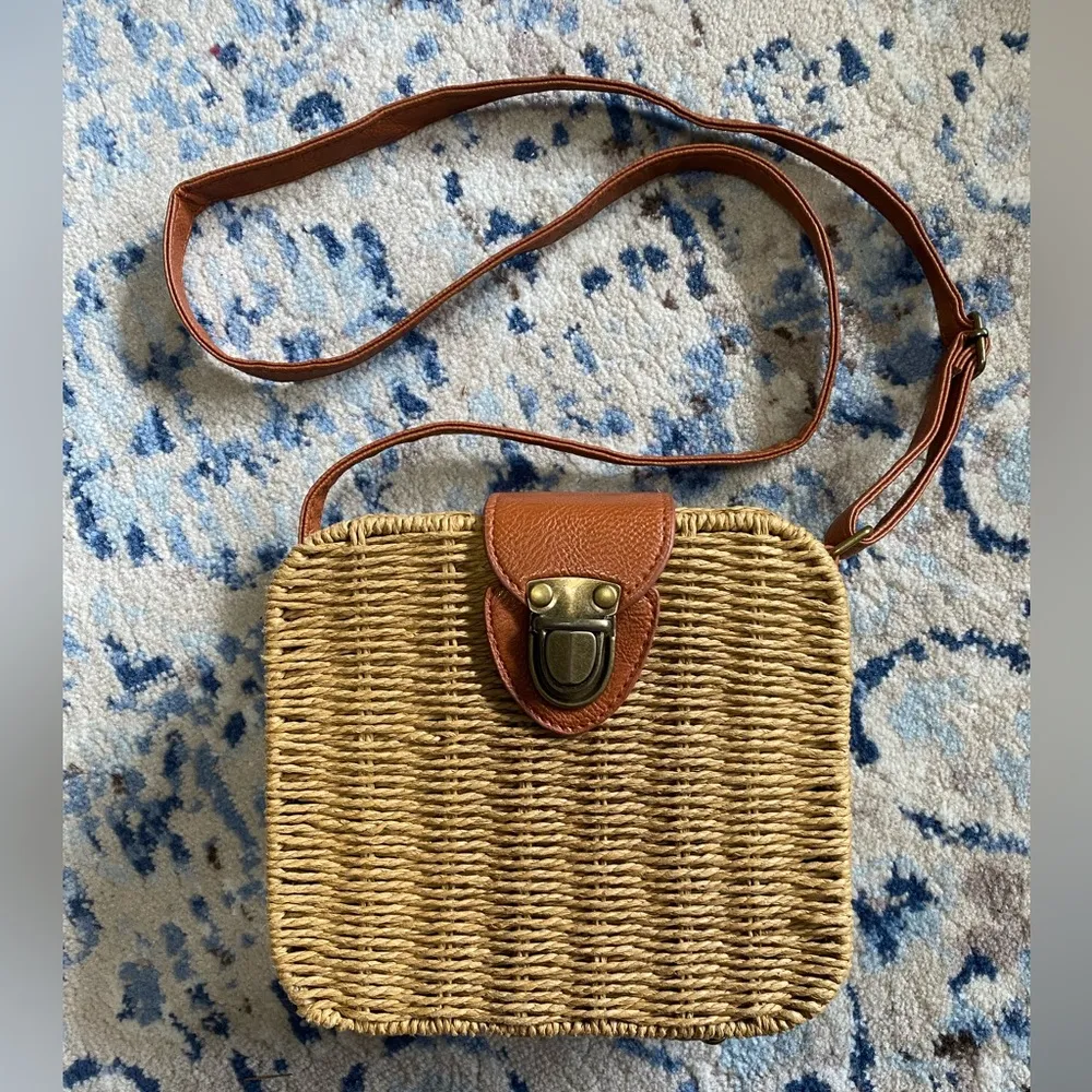 Summer & Rose Straw Square Crossbody Purse Woven Jute Coastal Grandma Preppy Bag - Image 10