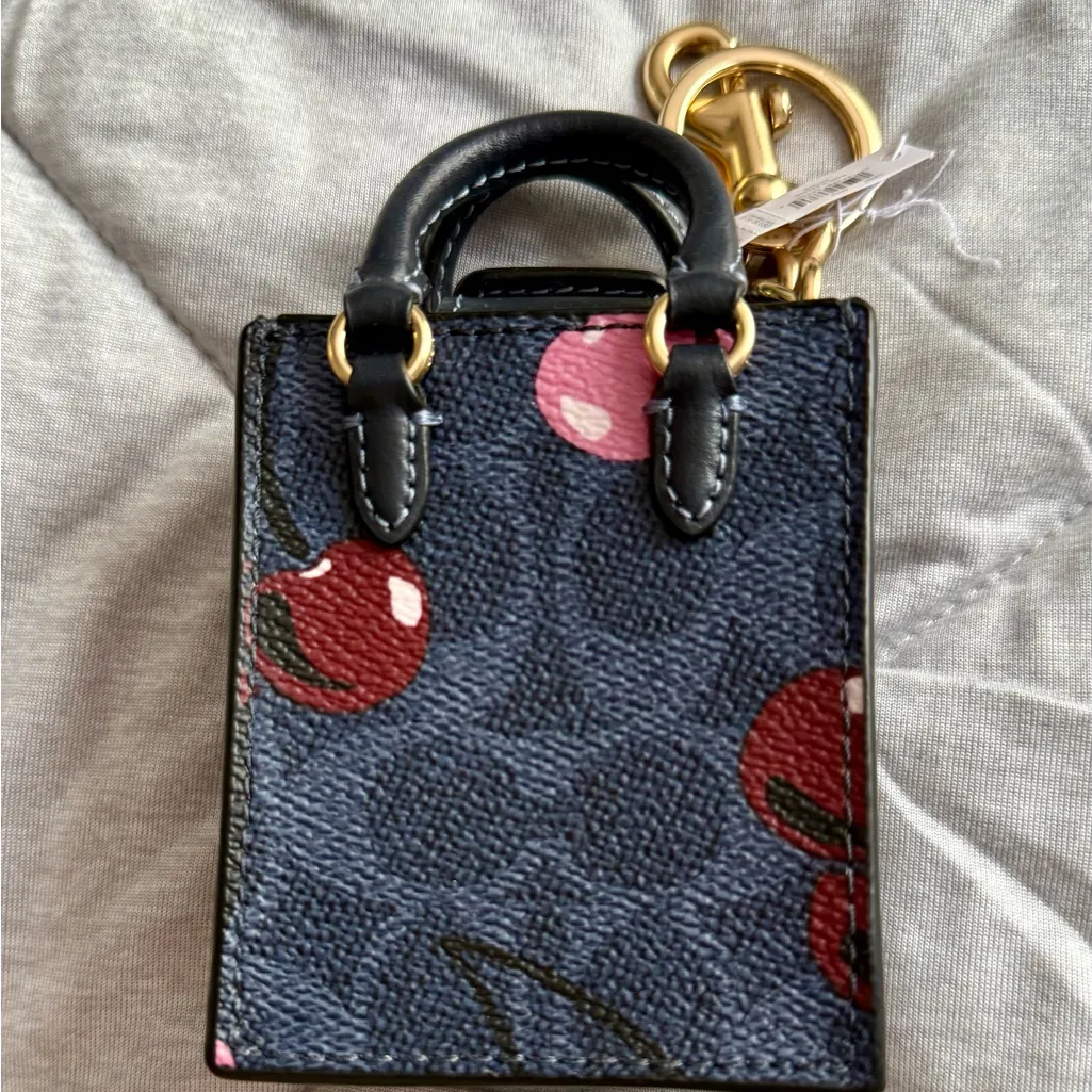 Coach ‎ Cherry Print Mini Tote Keychain - Image 2
