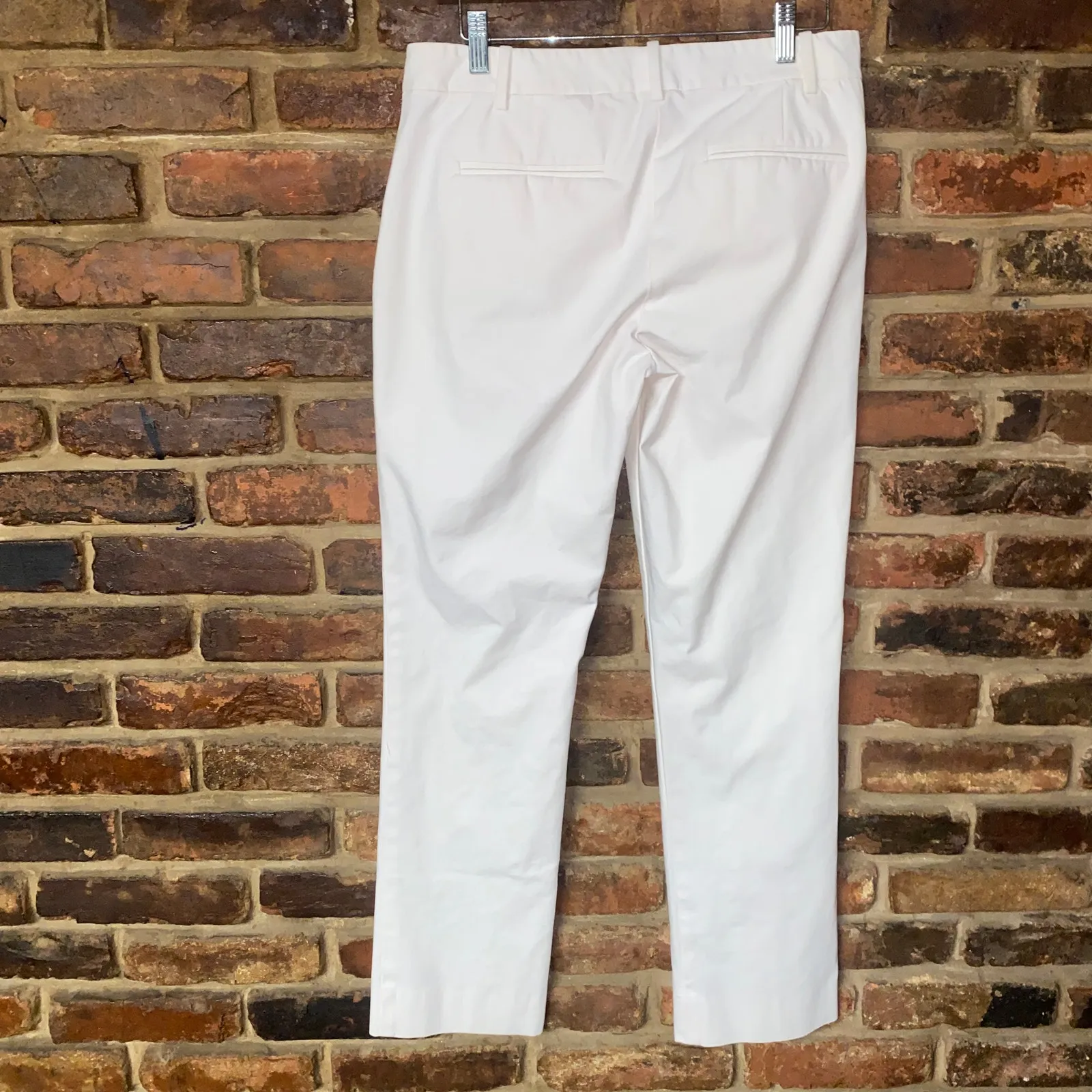 Theory White Stretch Cotton Flat Front Slim Fit Dress Pants Trousers Women's 8 - Image 5