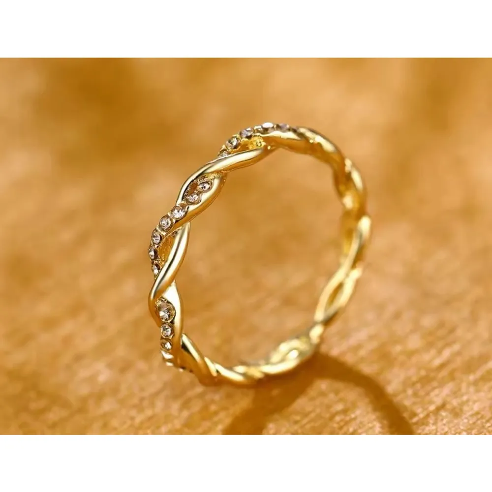14k Gold Plated 925 Silver Simulated Diamond Eternity‎ Stacking Ring, Size 7 - Image 15