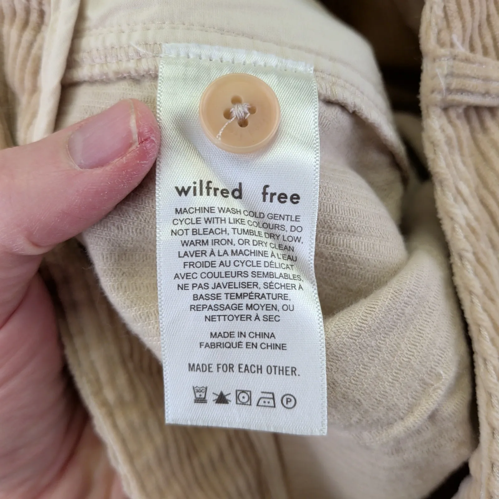 Aritzia Wilfred Free Lennox Corduroy Pant Women 6 Pleated Straight Leg Tan 75456 - Image 4