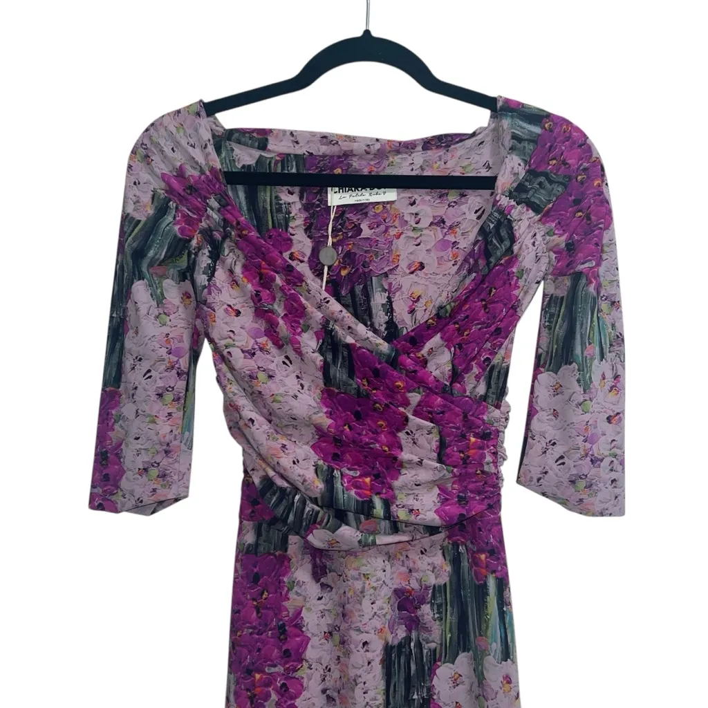 NEW NWT Chiara Boni La Petite Robe Purple Watercolor Floral Print Maxi Gown - Image 3