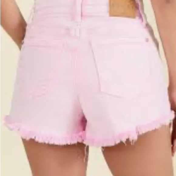 Pink Lily Light Pink Distressed Denim Shorts Size 29 - Image 2