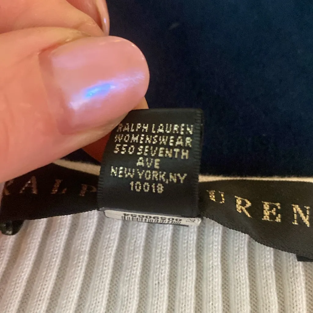 Ralph Lauren Black Label Women Short Sleeve Rib Knit Large White Crochet Sleeves - Image 3