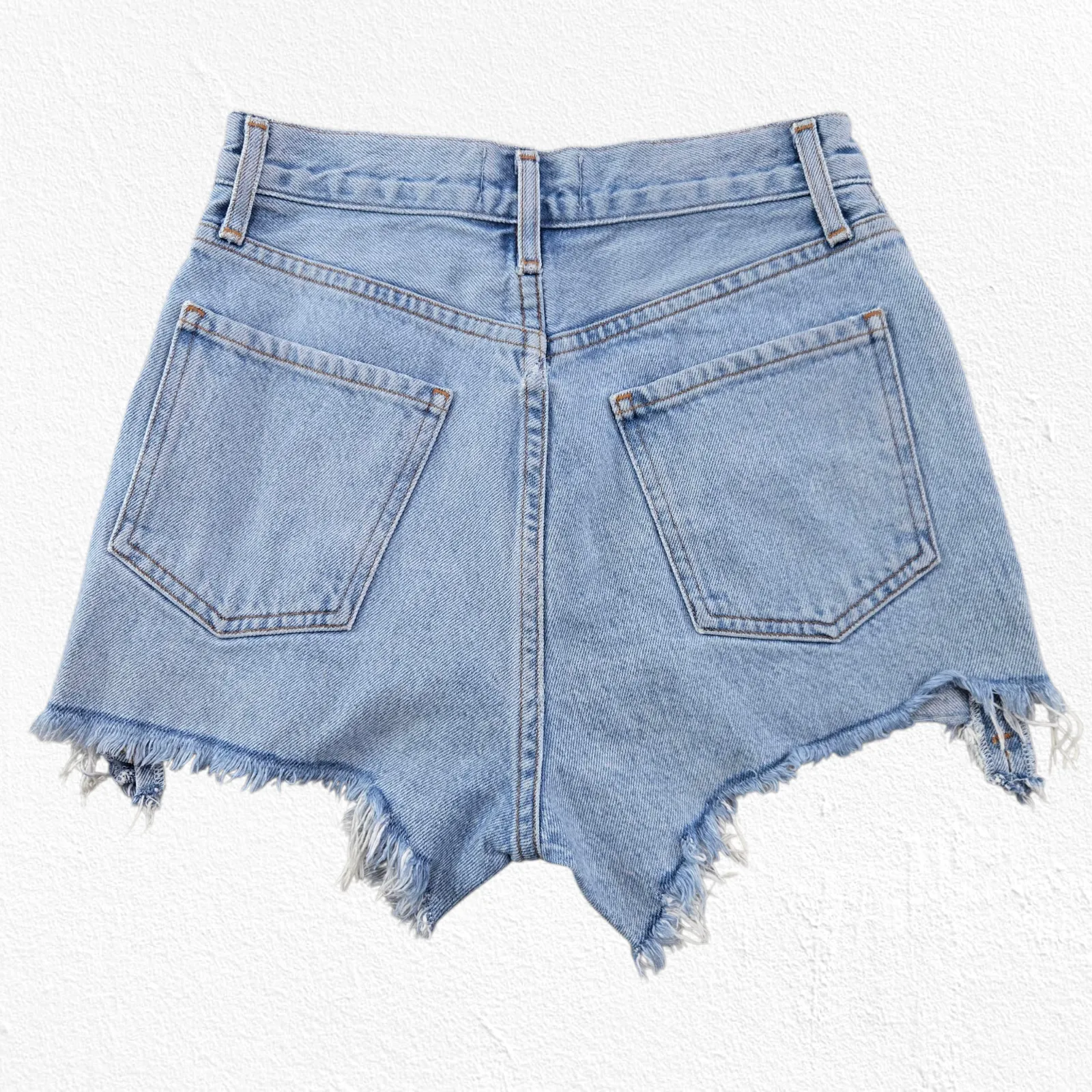 AGOLDE Parker Cutoff Shorts High Rise Distressed Light Wash Denim Shorts Size 24 - Image 8