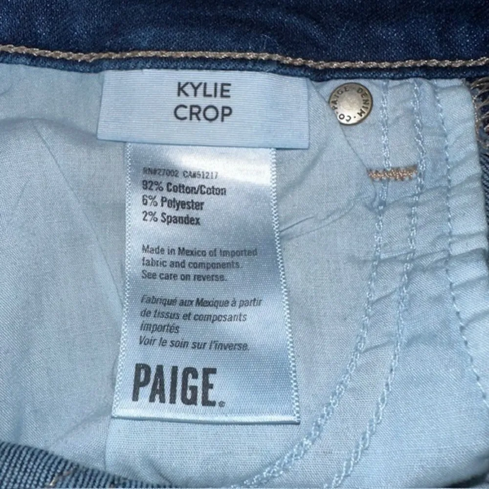 Paige Kylie Crop Dark Wash Denim Skinny Jeans Distressed Raw Hem Women's Size 26 - Image 15