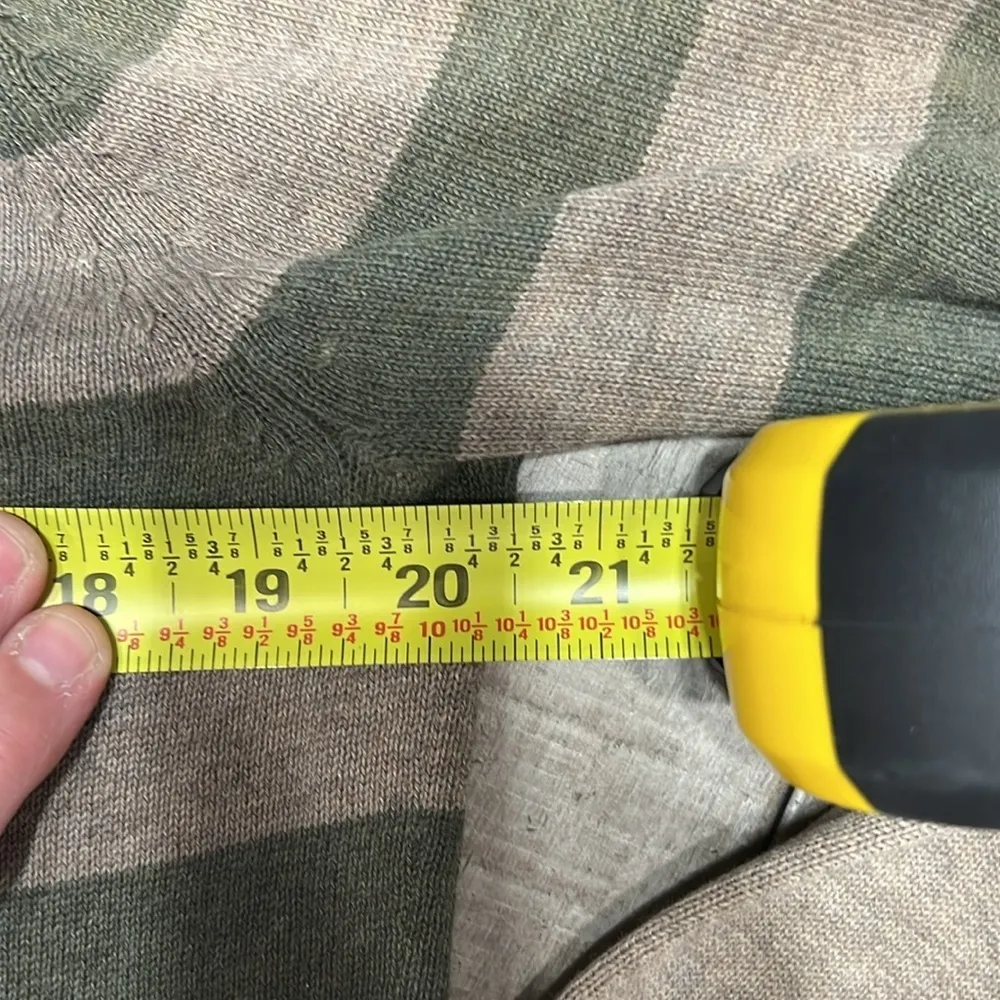 3/$25 Gap size Small Women’s khaki/gray & green Striped Full Zip Hoodie Sweater - Image 4