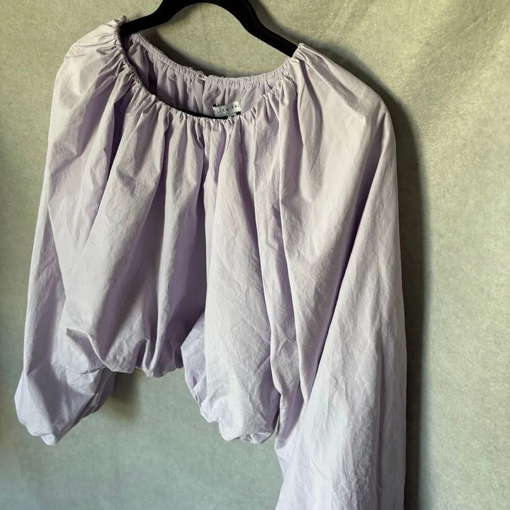 English Factory Lavender Purple Blouson Puff Long Sleeve Crop Top Size M - Image 4