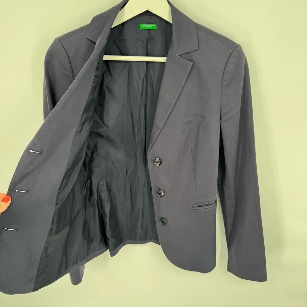 United Colors of Benetton Hungary Three Button‎ Navy Blazer EU 38 US 8 - Image 4
