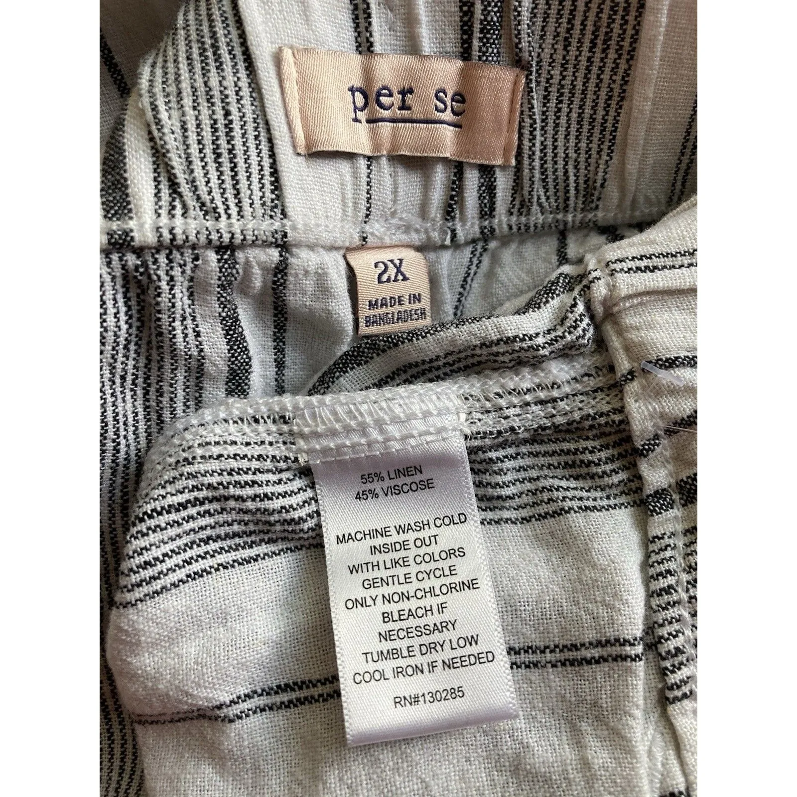 Per Se Womens 2X Linen Blend Flat Front Pants Wide Leg Cropped Coastal Resort - Image 9