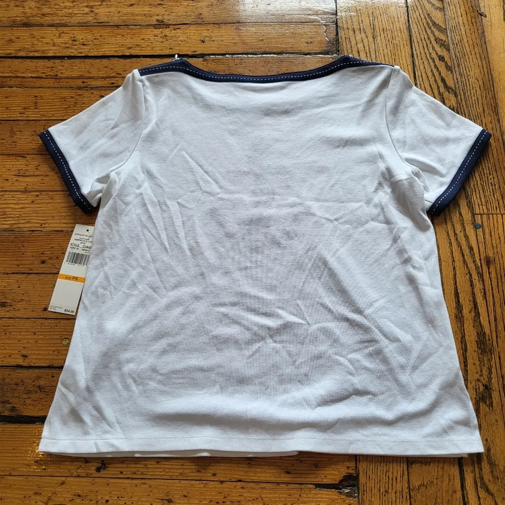 Alfred Dunner Embroidered Anchor Zip Detail T-Shirt Size Petite Small - Image 6