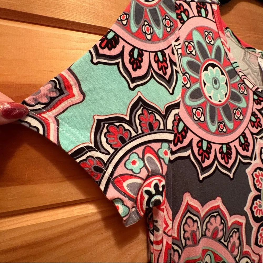 Floral Patterned Midi Dress Red Size L - Image 3