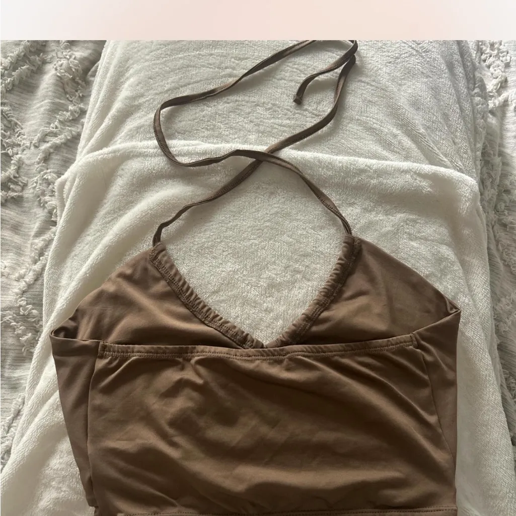 Adika Brown Torch Cut-Out Halter Top - Image 3