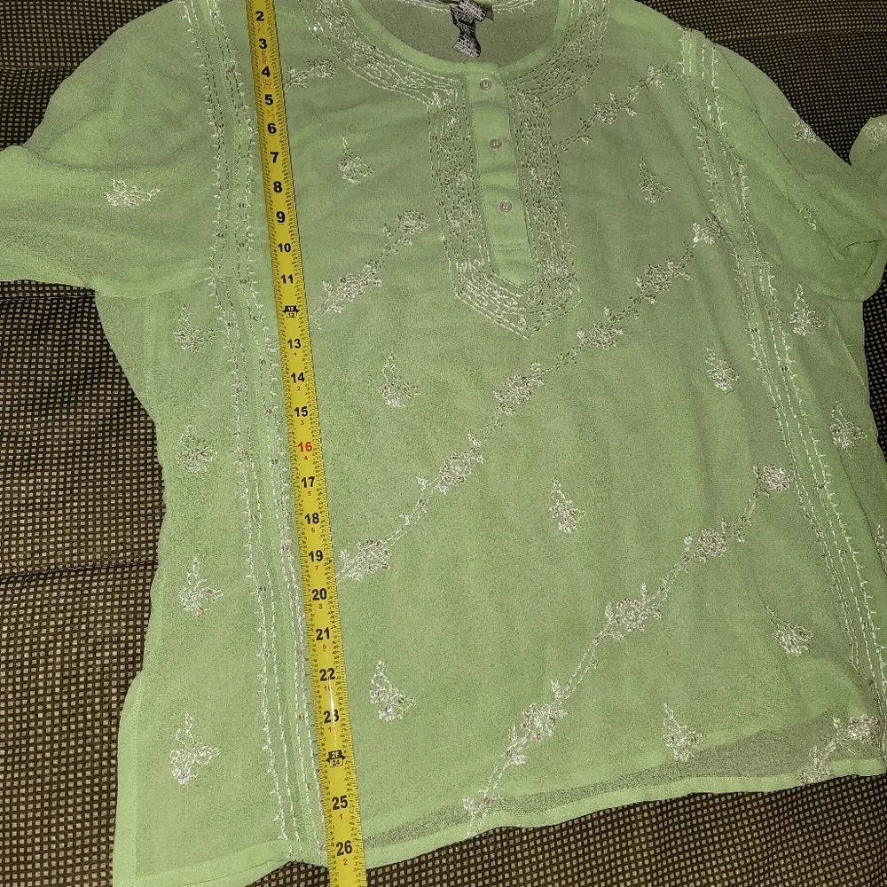 ChadWicks Women Green Polyester Henley Neck Short Sleeve Casual Shirt Size 20W - Image 15