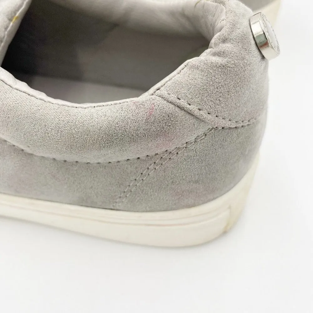 Steve Madden Jaeda Women's Sz 7 Gray Suede  Pom Pom Slip-On Platform Sneaker - Image 8