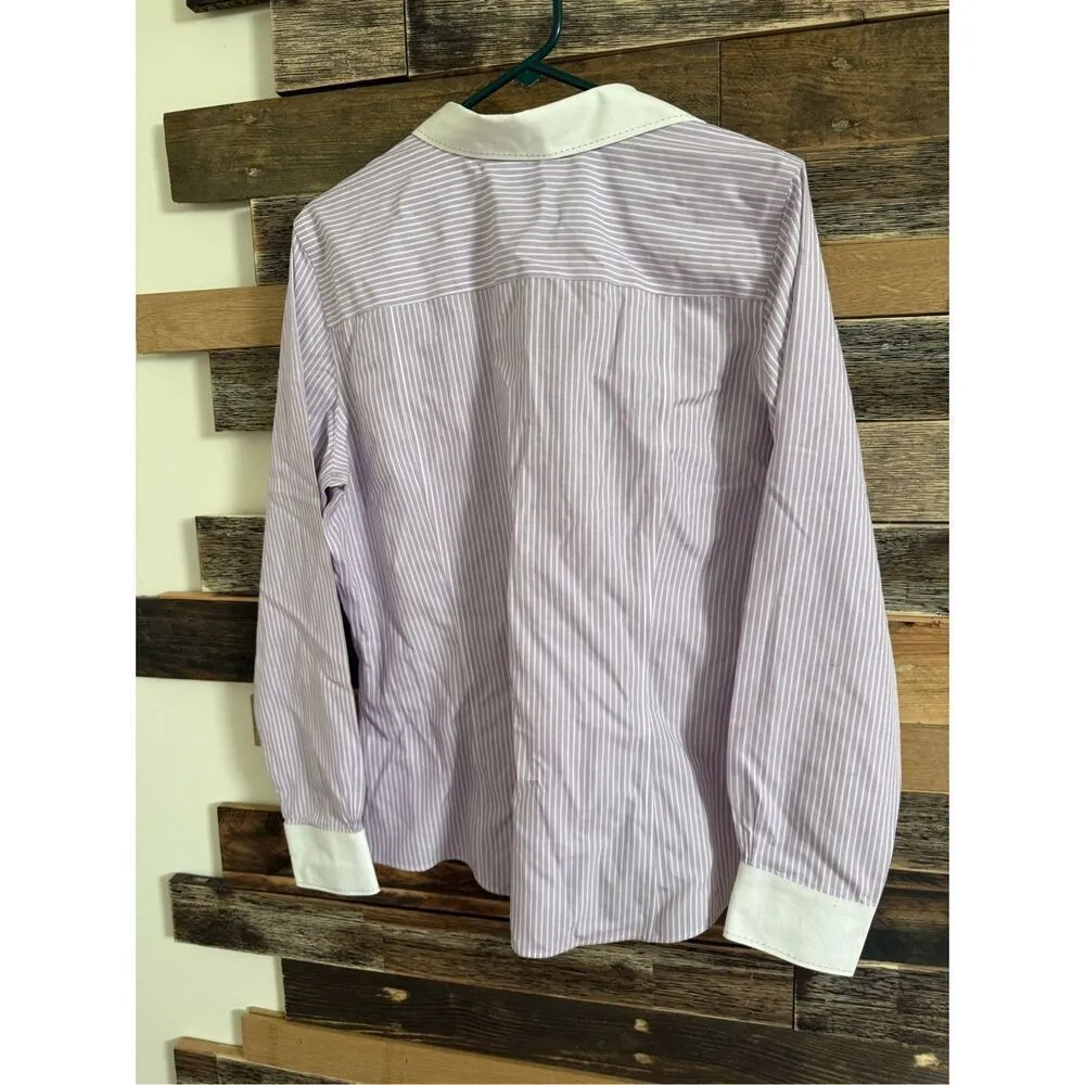 Brooks Brothers 346 NWT Wisteria Purple Stripe Tailored Button Up Shirt 14 - Image 2