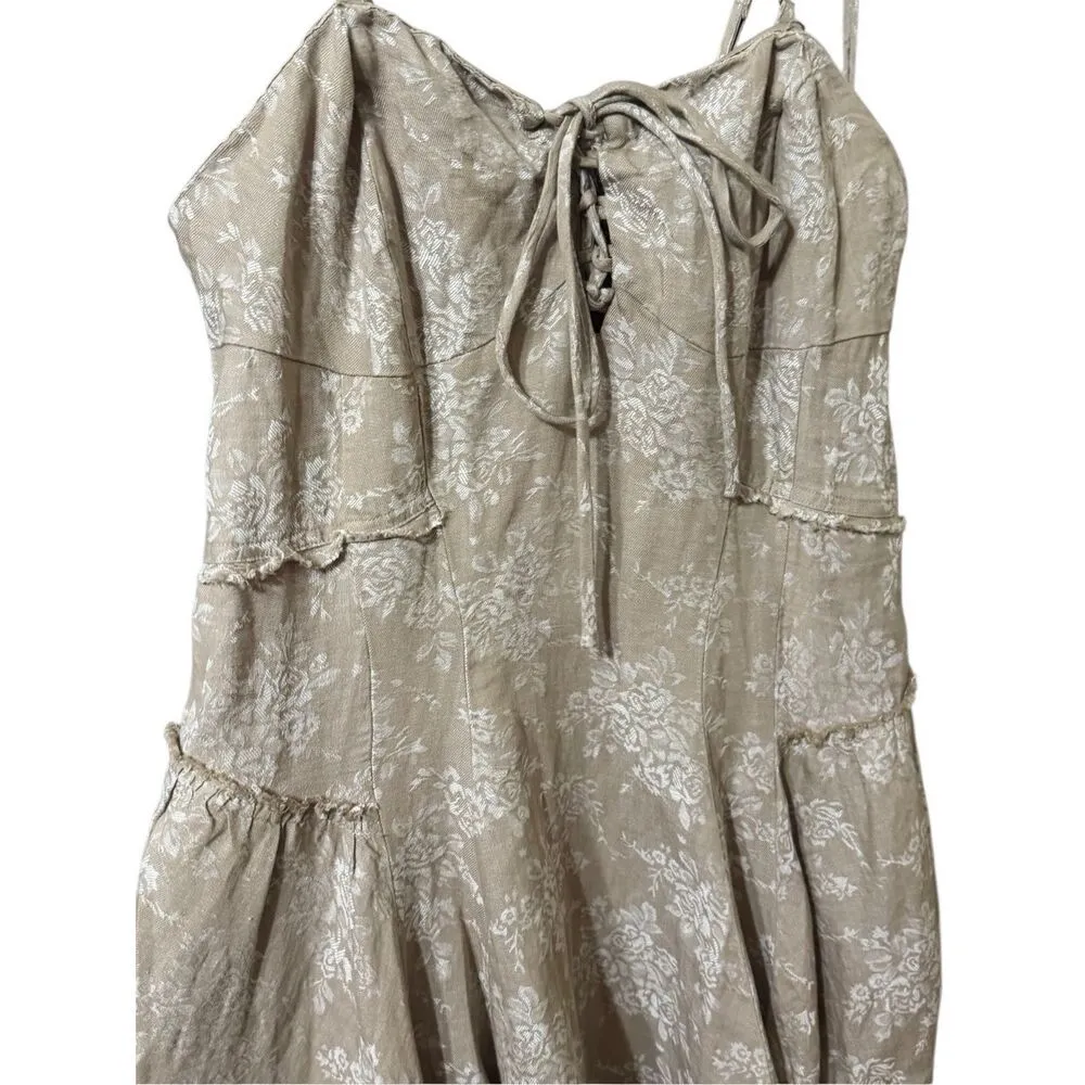 BY ANTHROPOLOGIE CORSET LACE-UP SEAMED MINI DRESS in Beige sz L NEW - Image 10