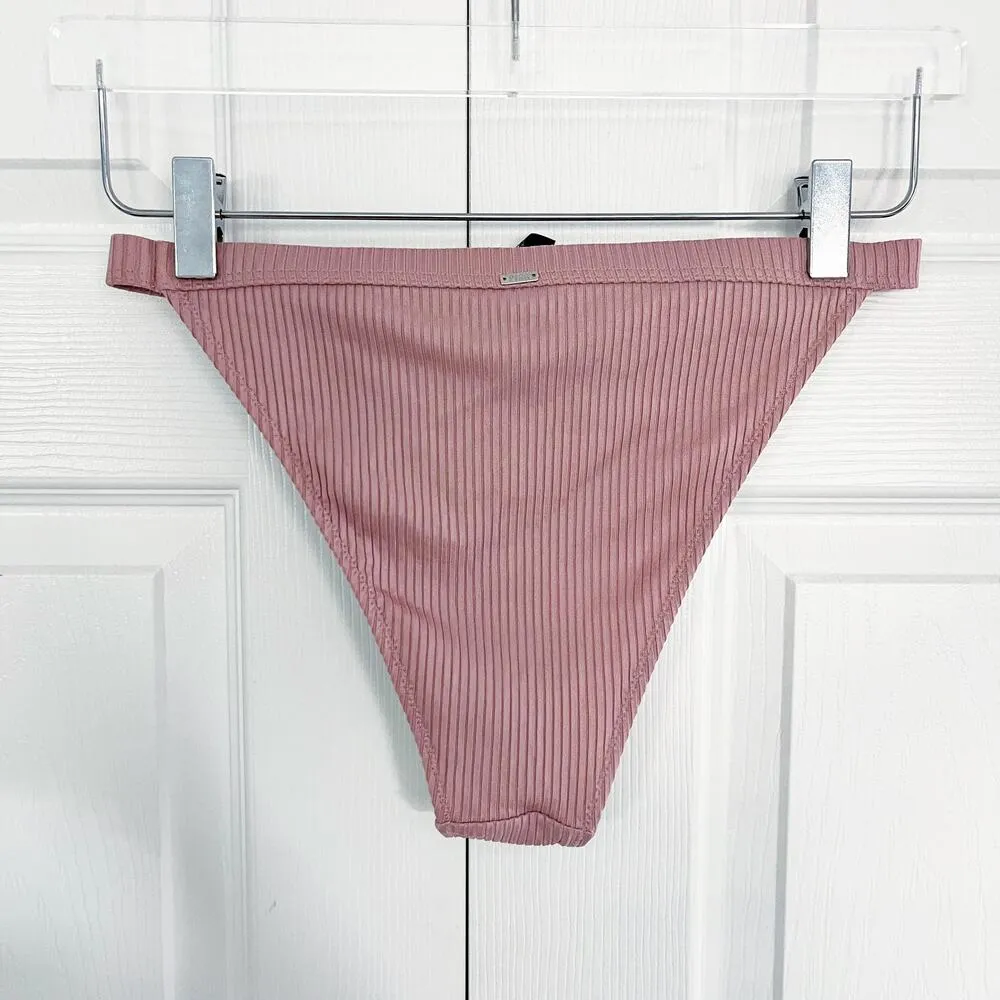 Pink Victoria's Secret Dusty Rose Ribbed High-Waist Mini Bikini Bottoms - Image 5