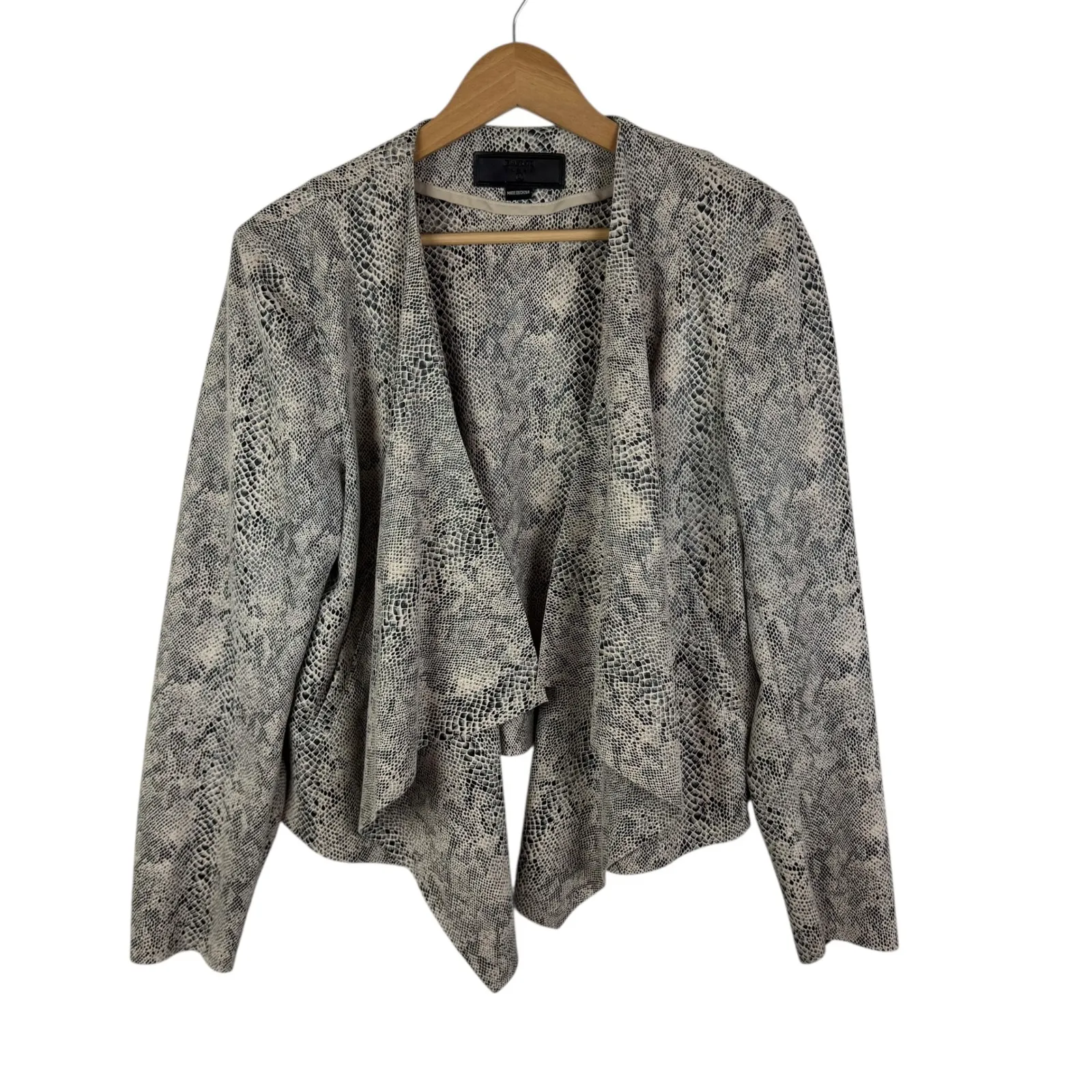 BLANK NYC‎ Draped Serpent Jacket Large Neutral Motif Snake Open Faux Leather - Image 2