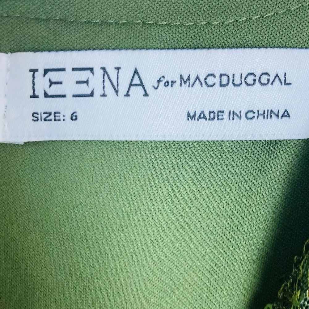 MacDuggal Ieena olive green sequin full length long sleeve high slit gown. 6 - Image 10