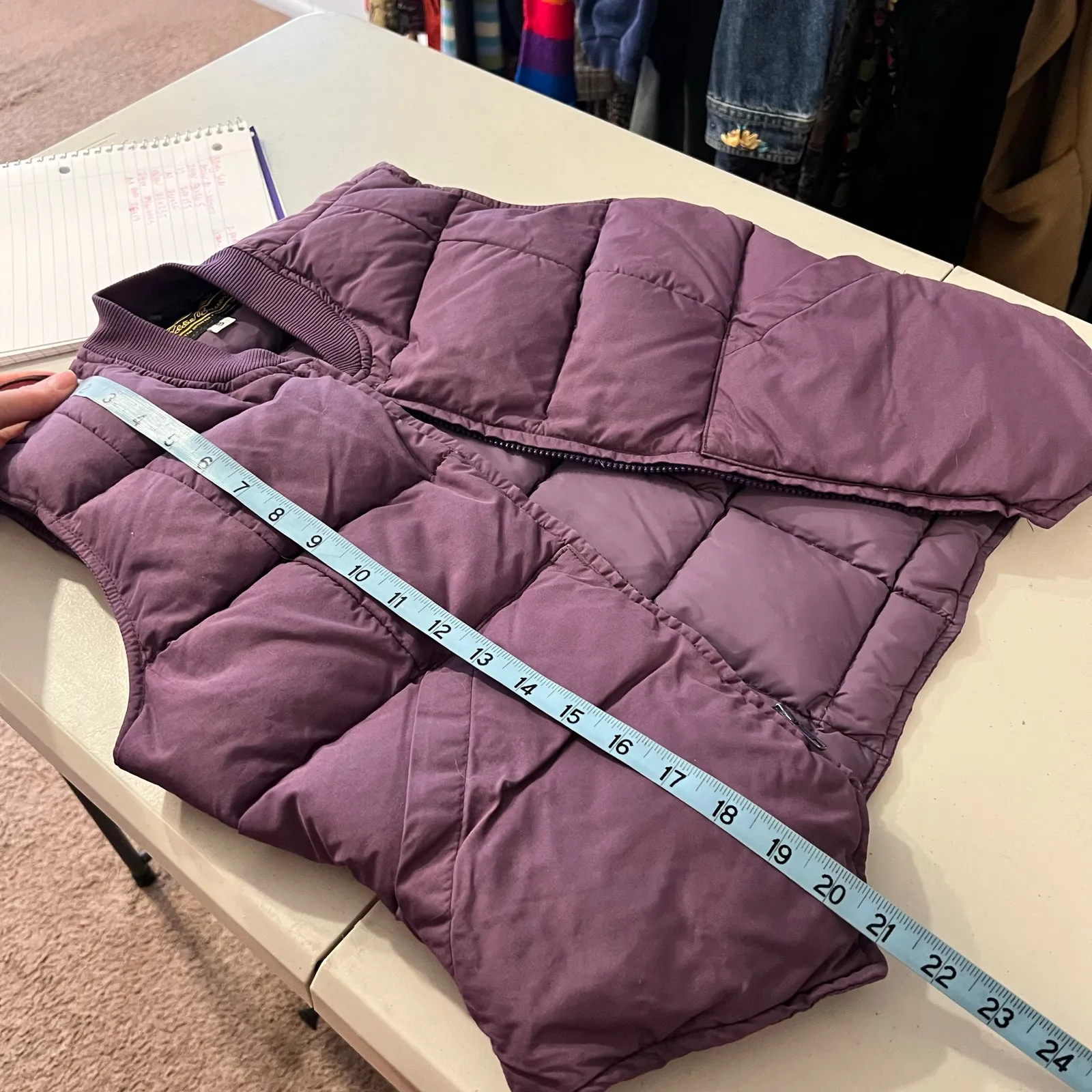 Vintage 80s Eddie Bauer Purple Quilted Puffer Cropped Zip Up Vest Small Women's - Image 8