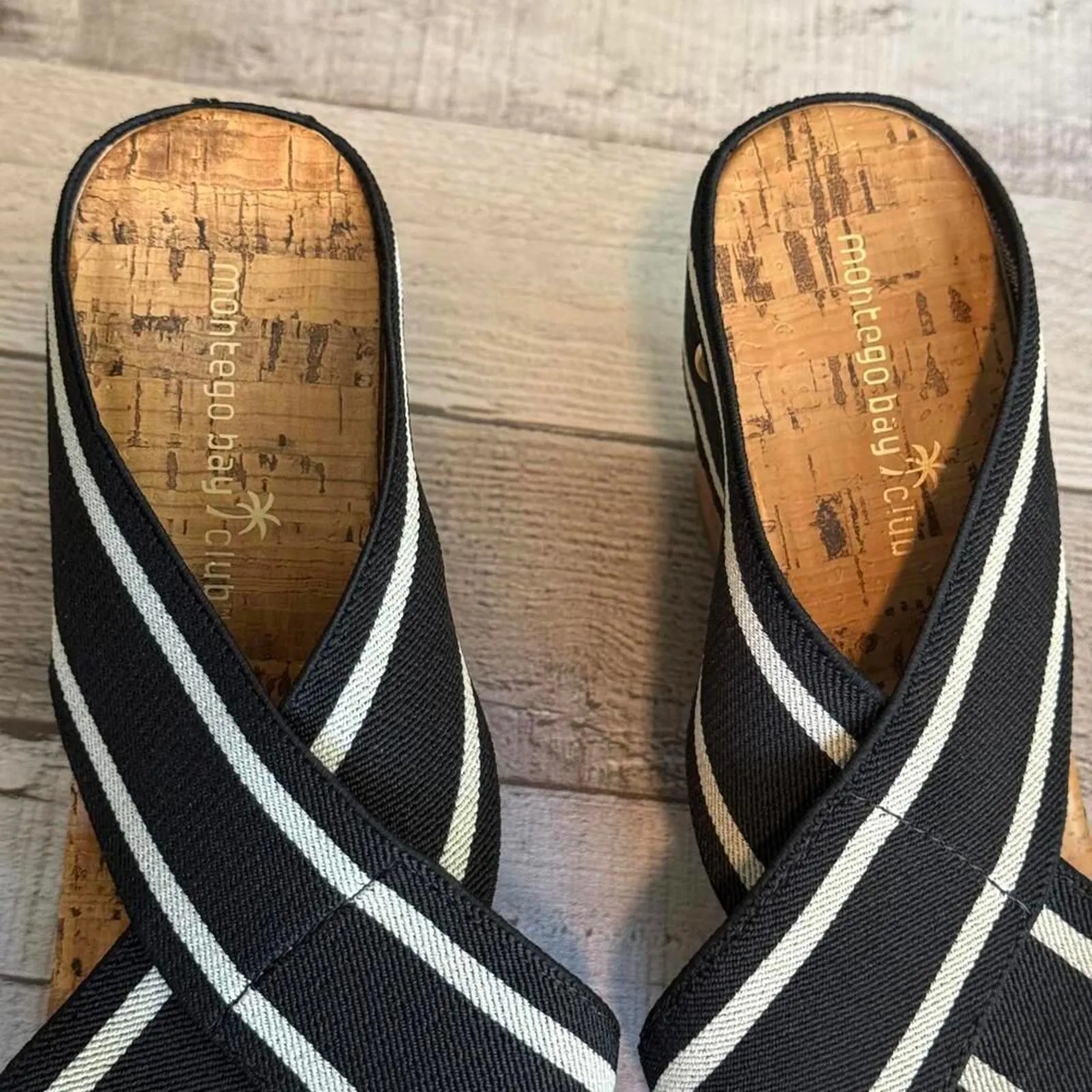 Montego Bay Club Striped Cross-Strap Slip Sandals Women's Size 8.5 Beach - Image 3