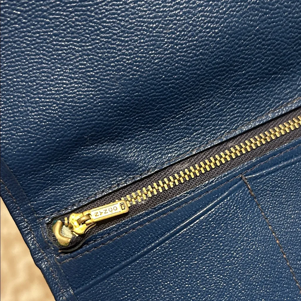 Vintage Moroccan Navy Blue Leather Wallet with Coin Kiss - Image 5