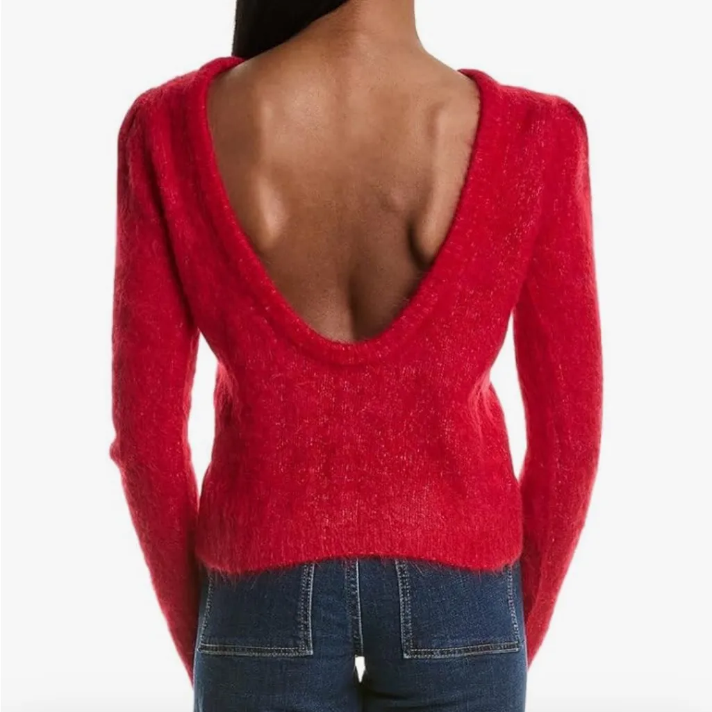 BA&SH Alpaca-Blend Pullover Crew Neck Sweater Open Back padded shoulders Sz S/1 - Image 2