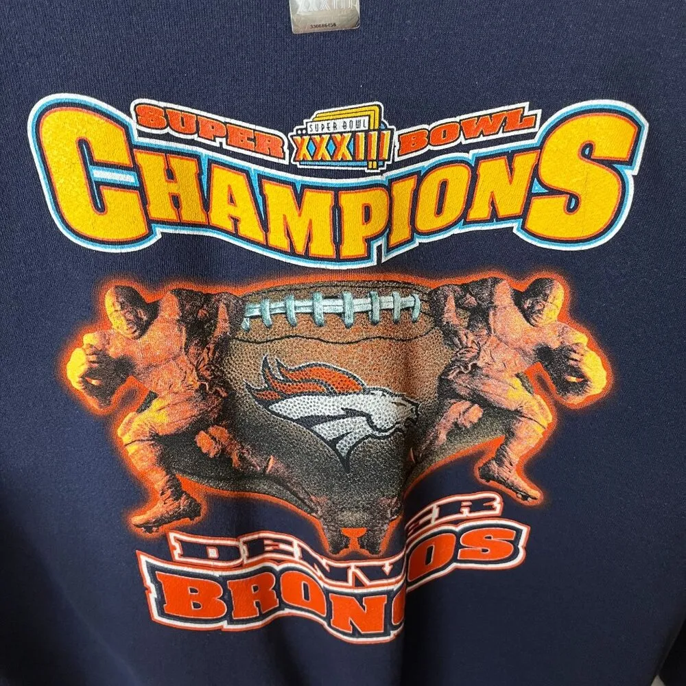 Vintage 90s Starter Denver Broncos Super Bowl XXXIII Champions Crewneck USA Made - Image 5