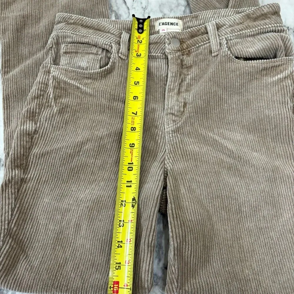 L'Agence Oriana Corduroy High Rise Straight Leg Jean Pants Tan Brown Size 26 y2K - Image 4