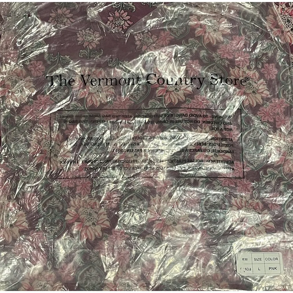 Vermont Country Store Peasant Blouse Smock Womens L Maroon Floral Short Sleeve Pink Size L - Image 8
