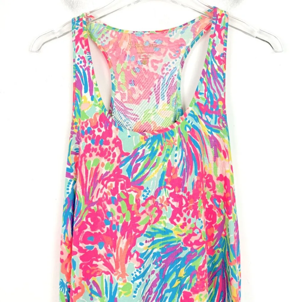 Lilly Pulitzer Hampton Tank Dress in Fan Sea Pima Cotton Sleeveless Size XS EUC - Image 2