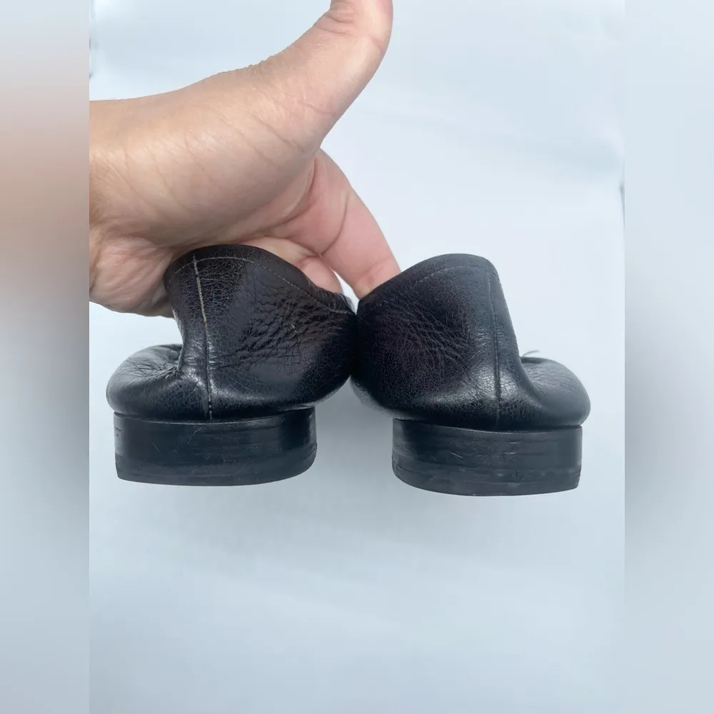 Prada Black Leather Cap toe logo embellish bow tie stretch ballerina flats EU 38 - Image 10