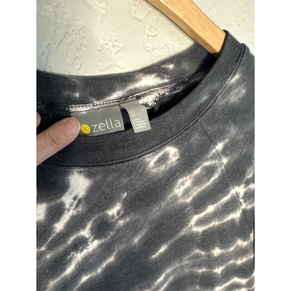 Zella Tie Dye Haze Sweatshirt Gray White Loungewear Cozy Relax Small Long Sleeve - Image 4