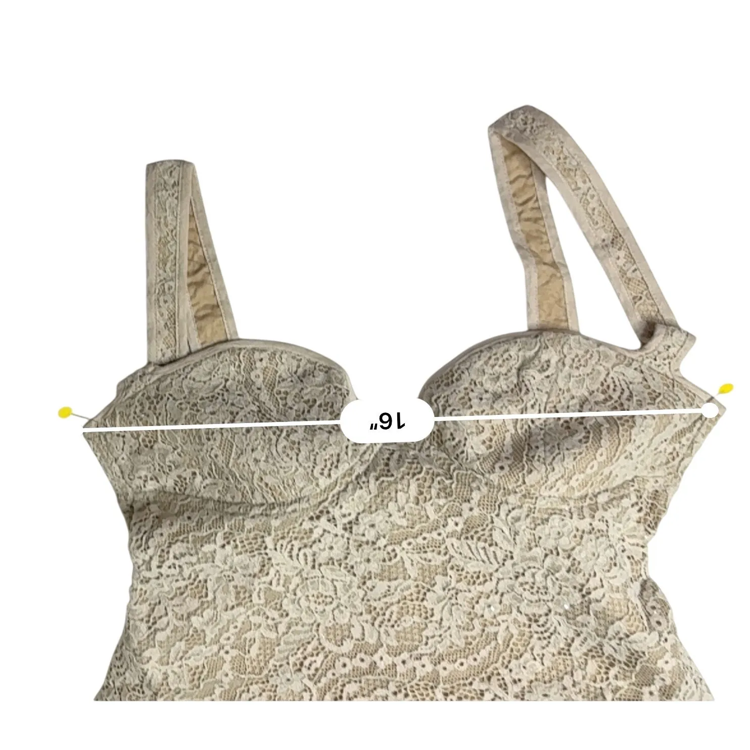 Rumored Loverboy‎ Mini Dress Cream Lace MEDIUM Lacy Feminine Open Back Croquette - Image 6