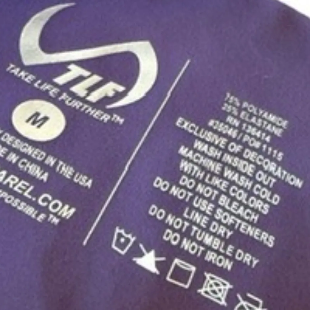 TLF Take Life Further Two Piece Workout Athletic Set Bra Shorts Size Medium Purple - Image 9