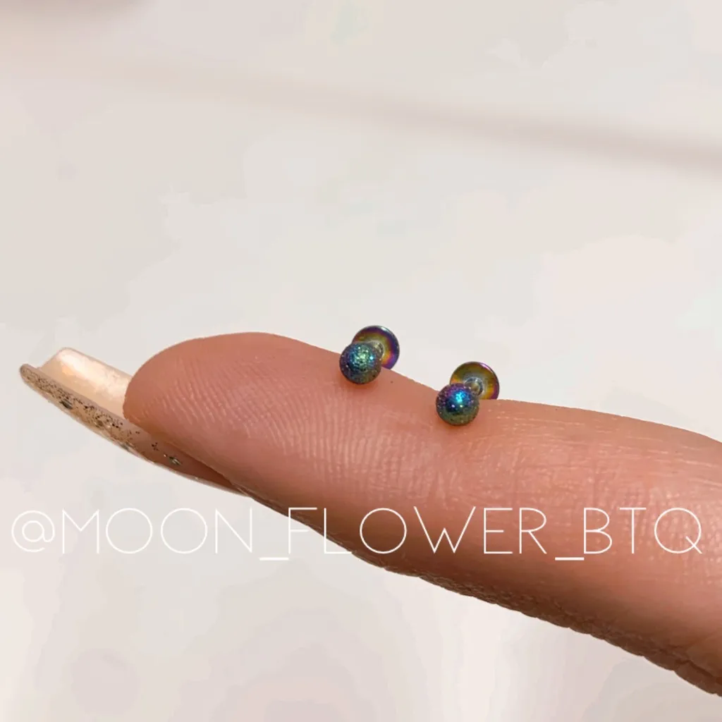 Rainbow Sparkle Sandblast Flat Back Earrings Purple - Image 6