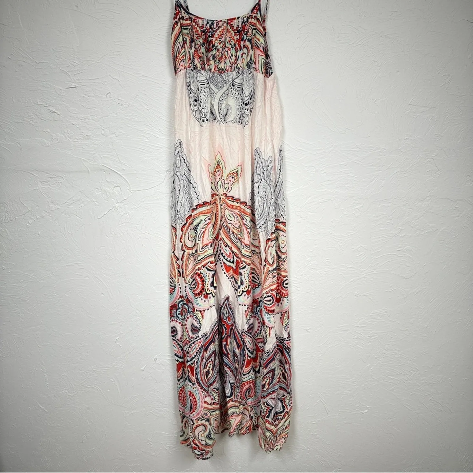 Honolulu Wahine Paisley Floral Maxi Dress Womens S Boho Hawaiian Beachy Casual White - Image 10