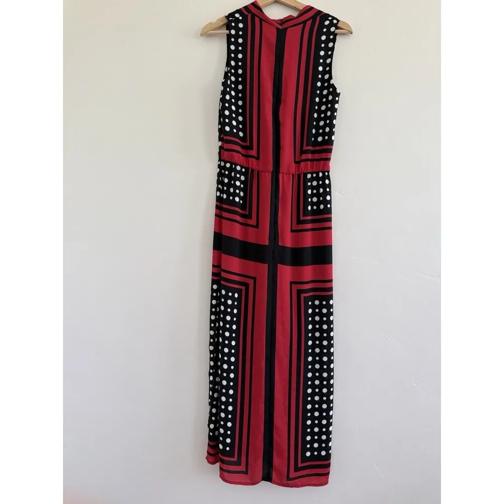 Joseph Ribkoff noire Dress Size 8 Maxi Long Sleeveless Black Red White designe - Image 11
