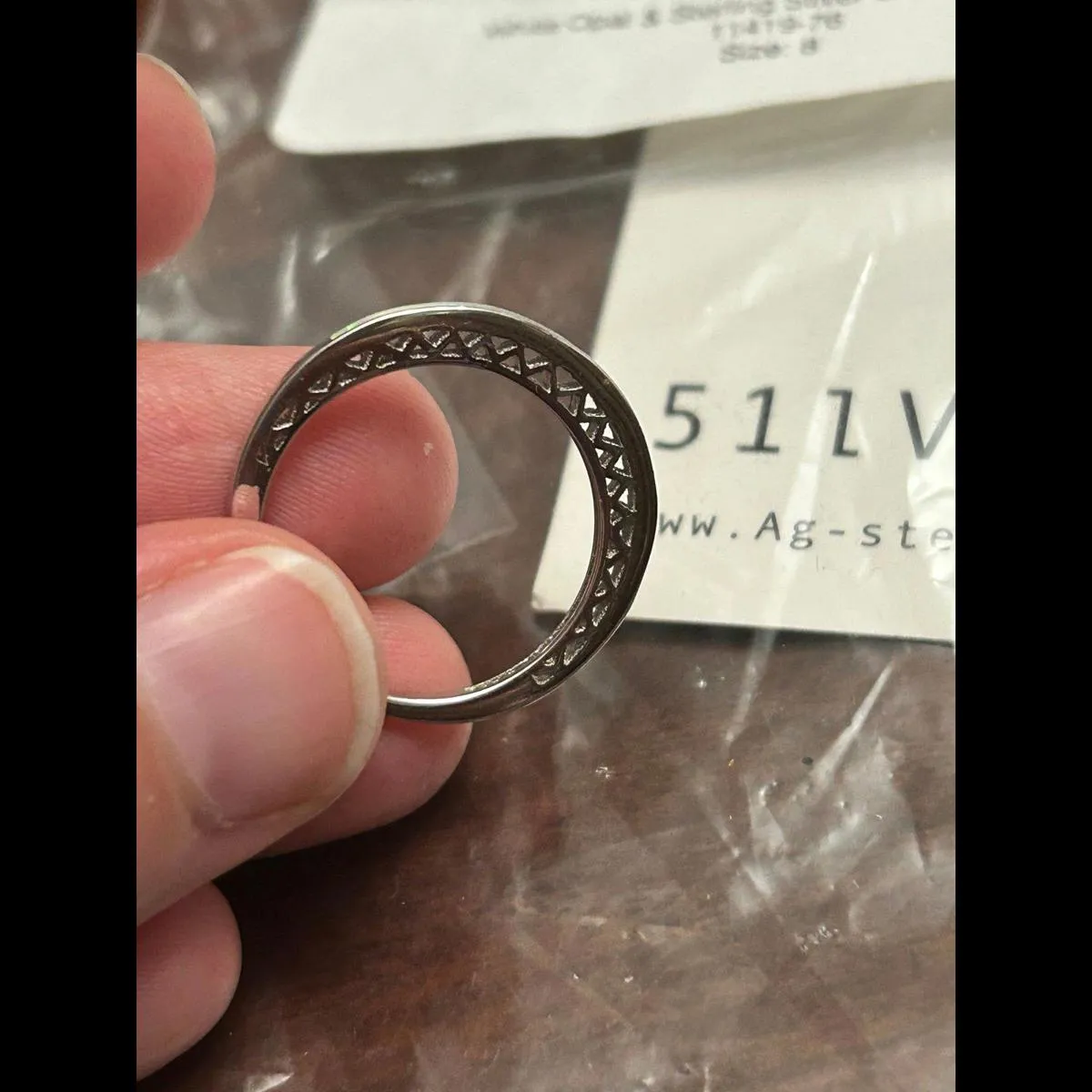 White opal sterling silver 925 ring size 8 cute band - Image 5